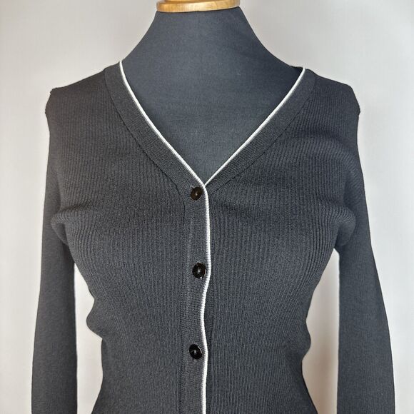 LOVE SEX MONEY Italy VINTAGE 90s Sweater Black Minimalist Stretch Top Sheer M - Picture 6 of 13